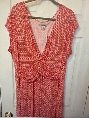Old Navy Coral Floral-Print Wrap Midi Dress